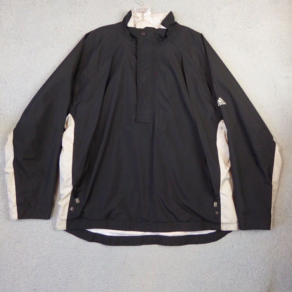 Adidas Jacket Men's Large Black Clima Shell Storm Half Zip Mesh Lined Pullover